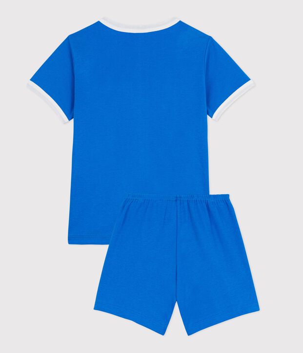 Korte katoenen pyjama met kwalmotiefje vooor kinderen blauw