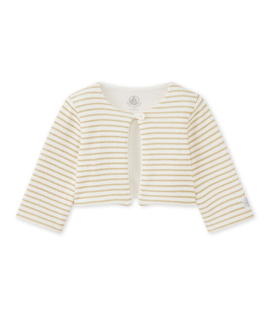 Gestreepte cardigan voor babymeisjes wit MARSHMALLOW/geel DORE