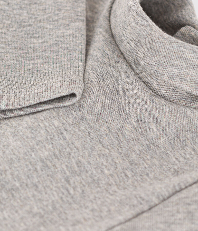 Body manches longues col roul&eacute; en coton b&eacute;b&eacute; gris