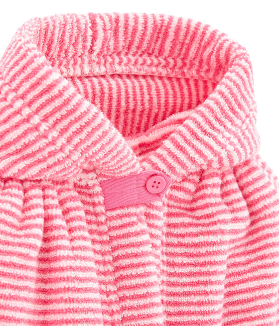 Peignoir bébé à rayure rose PETAL/blanc LAIT