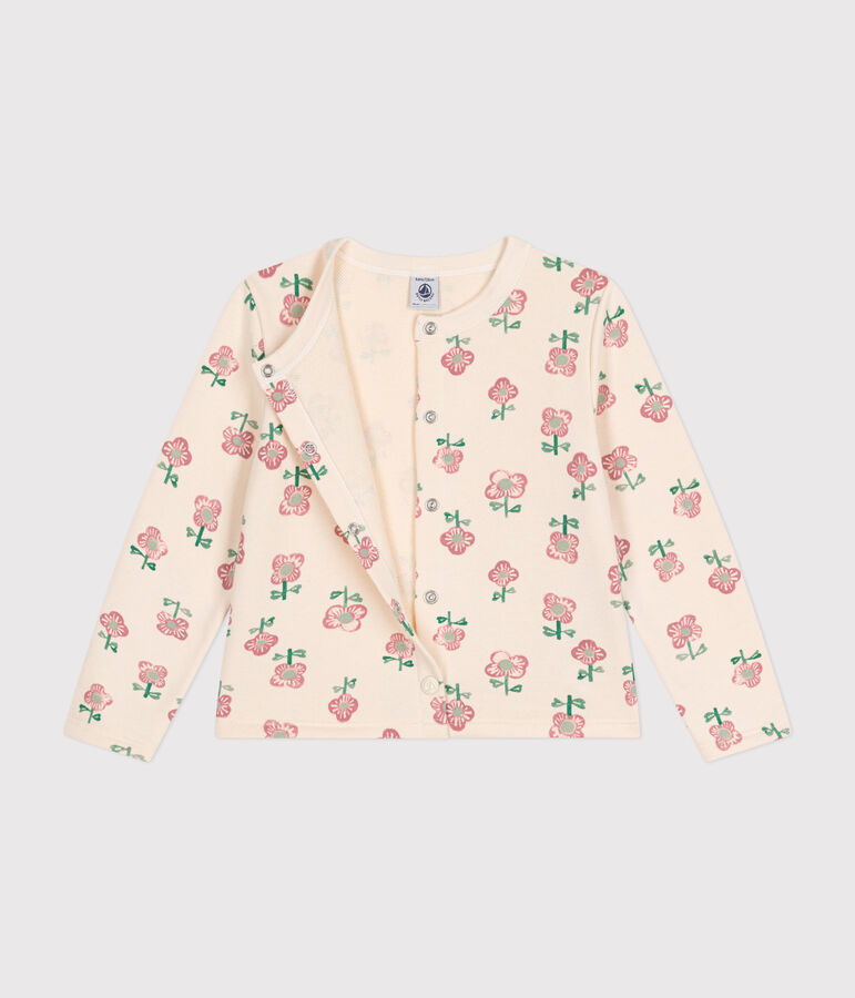 Cardigan en molleton enfant fille &eacute;cru/multicouleur