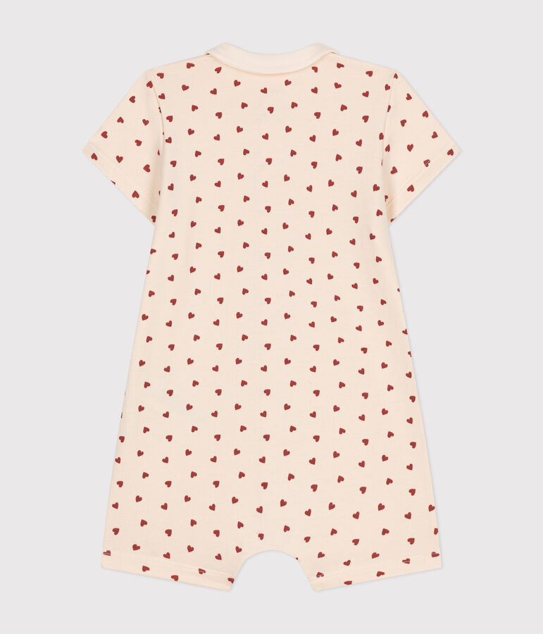 Combinaison courte en molleton l&eacute;ger b&eacute;b&eacute; &eacute;cru/marron