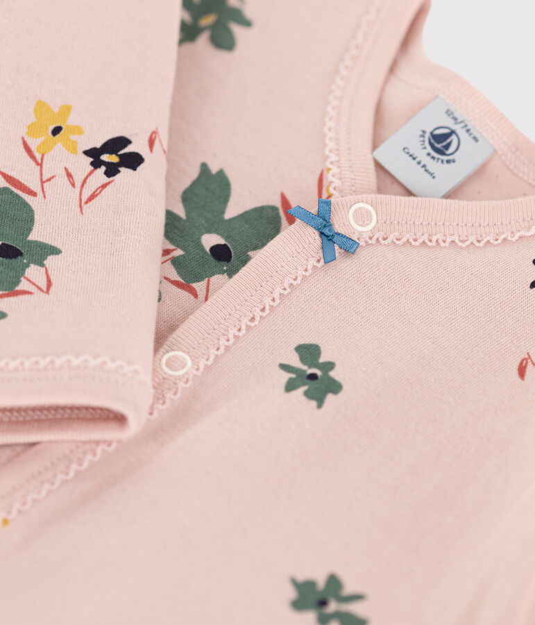 Dors-bien fleur b&eacute;b&eacute; en tubique rose SALINE/blanc MULTICO