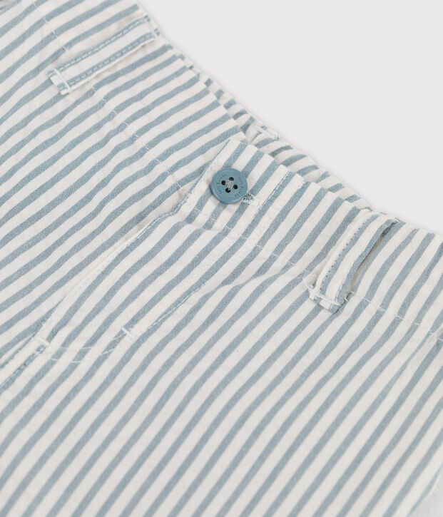 Gestreepte seersucker short voor baby's groen/wit