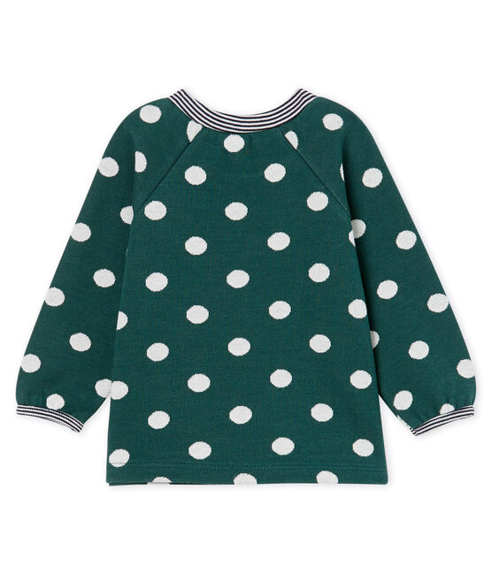 Blouse met lange mouwen met print babymeisje groen SOUSBOIS/wit MARSHMALLOW
