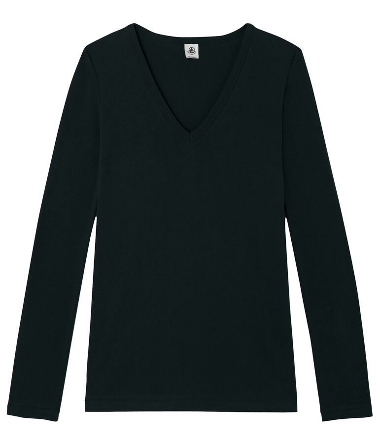 Tee shirt manches longues iconique femme noir NOIR