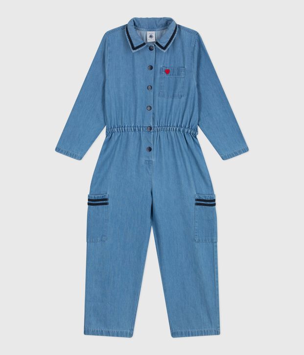 Combinaison longue enfant en coton bleu
