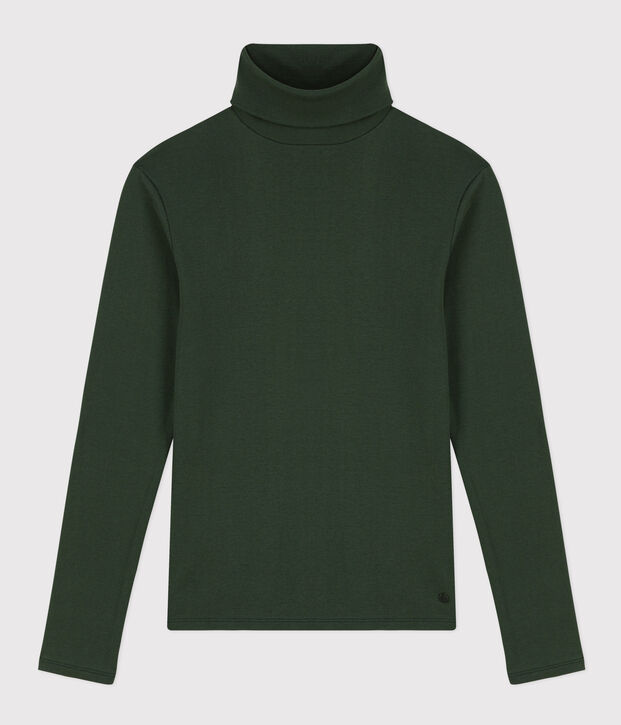 Tee-shirt col roul&eacute; L'ICONIQUE en coton Femme vert