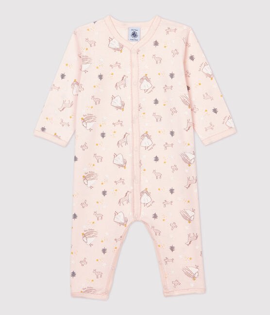 Katoenen slaappakje met prinsessenprint roze FLEUR/wit MULTICO