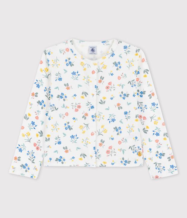 Cardigan met print voor meisjes in katoen wit/multicouleur