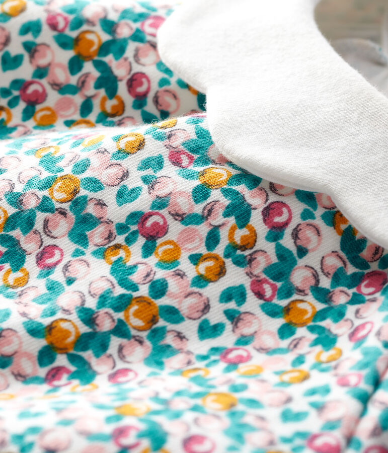 Blouse met lange mouwen babymeisje wit MARSHMALLOW/wit MULTICO