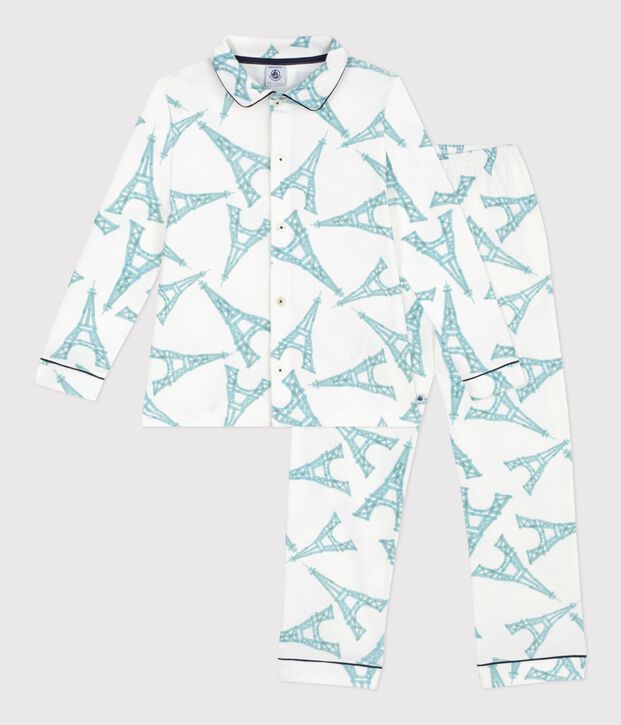 Katoenen geknoopte pyjama met print voor kinderen wit/multicouleur