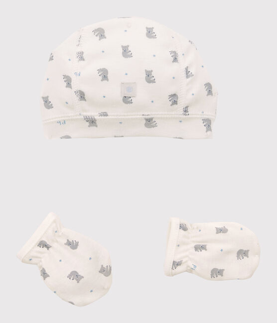 Lot bonnet naissance et moufles bébé en coton biologique variante 2