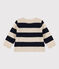 Pull en tricot de laine et coton bébé blanc AVALANCHE/bleu SMOKING
