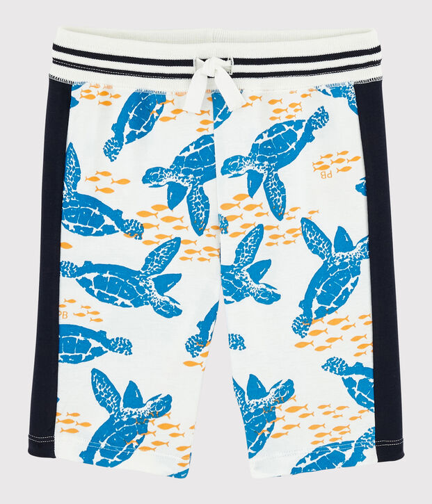 Bermuda en coton enfant gar&ccedil;on blanc/multicouleur
