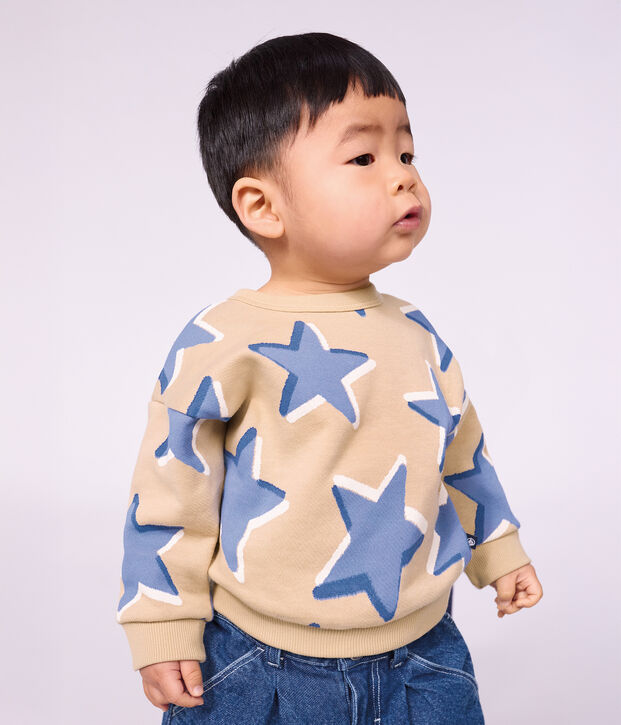 Katoenen sweatshirt met hartjesprint voor baby's beige/multicouleur