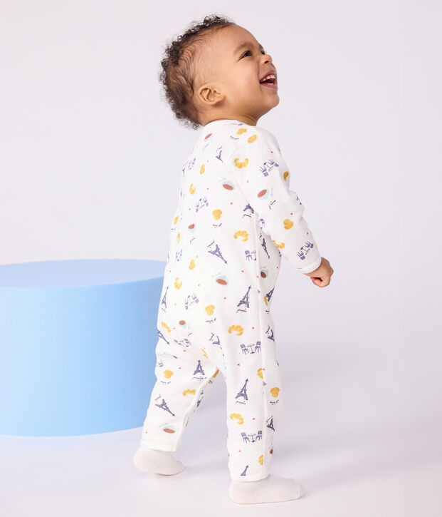 Pyjama b&eacute;b&eacute; en coton sans pieds imprim&eacute; Paris blanc/multicouleur