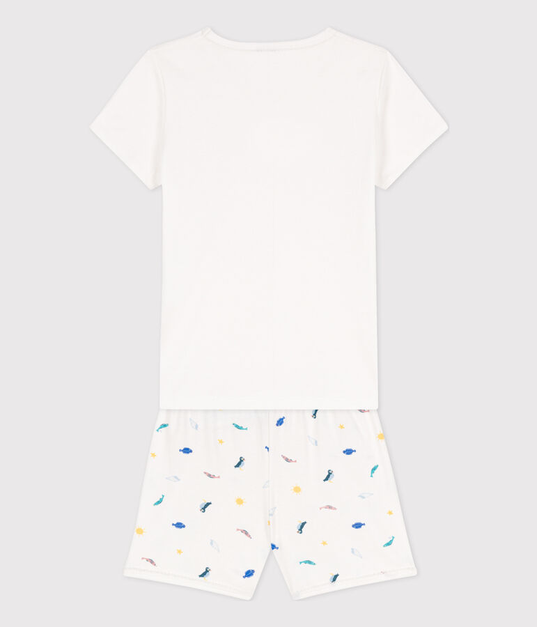 Pyjacourt animaux marins en coton petite fille blanc/multicouleur