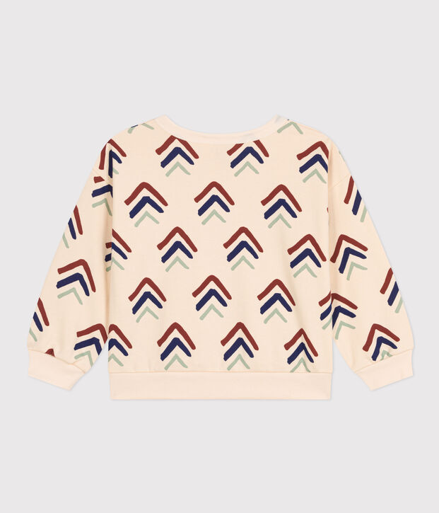 Sweatershirt met print in molton voor kinderen ecru/multicouleur