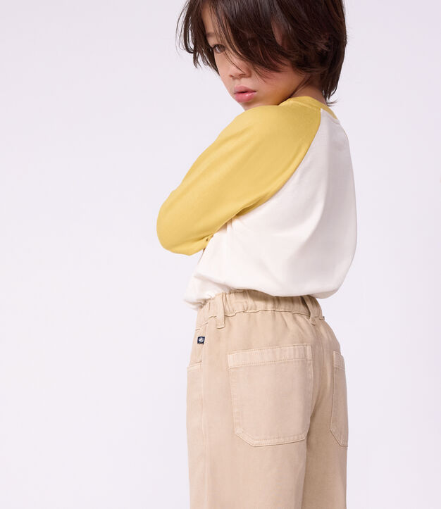Pantalon 5 poches enfant en denim beige