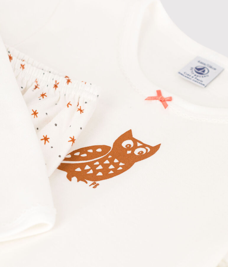 Katoenen meisjespyjama wit/multicouleur