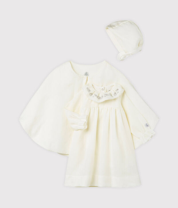 Ensemble 3 pi&egrave;ces de c&eacute;r&eacute;monie b&eacute;b&eacute; fille en lin multicouleur