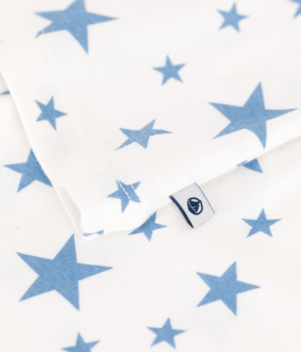 Katoenen kinderpyjama met sterrenprint wit/blauw