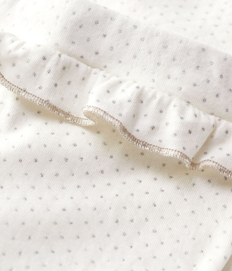 Legging en coton b&eacute;b&eacute;. blanc MARSHMALLOW/gris ARGENT