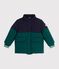 Effen donsjack voor kinderen met colorblock groen/blauw
