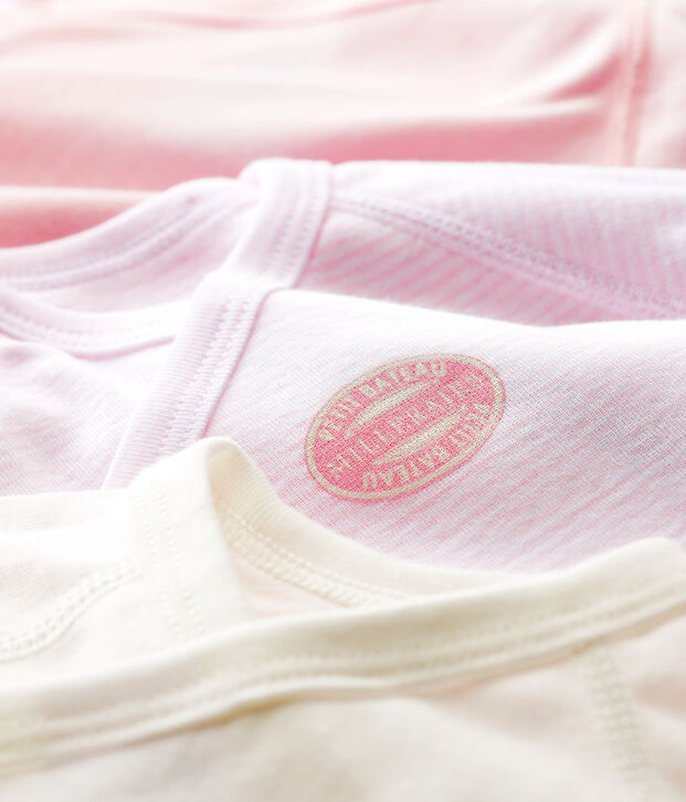 Set van 3 cross-over milleraies rompertjes met korte mouwen van biologisch katoen multicouleur