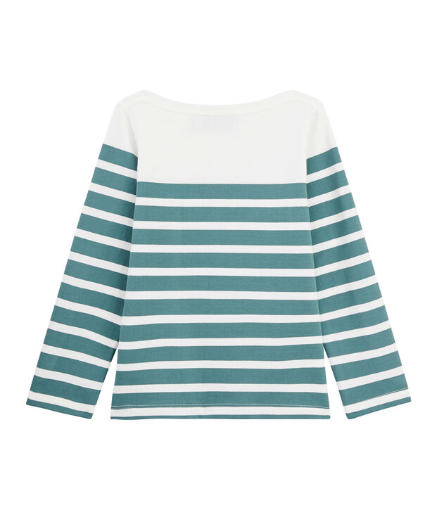 Gestreepte trui van jersey voor kinderen wit/groen