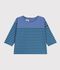 Tee-shirt b&eacute;b&eacute; en coton manches longues &agrave; rayures bleu/vert