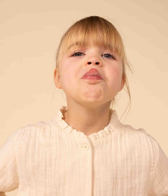 Blouse in biokatoenen materiaal voor meisjes ecru AVALANCHE