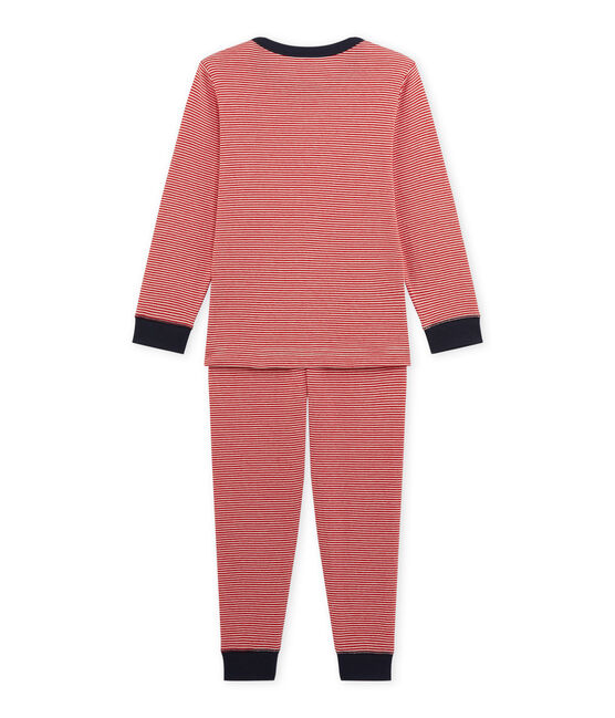 Pyjama garçon milleraies rouge FROUFROU/beige COQUILLE