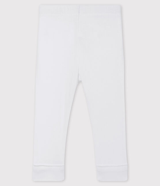Legging bébé fille en côte 1x1 unie blanc MARSHMALLOW