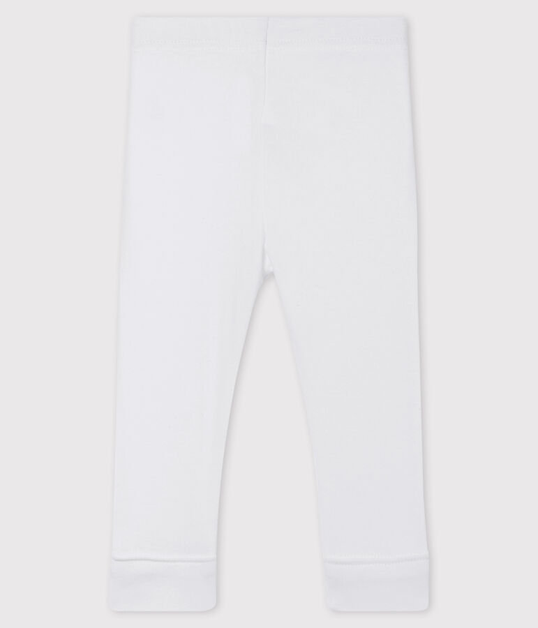 Legging b&eacute;b&eacute; fille en c&ocirc;te 1x1 unie blanc