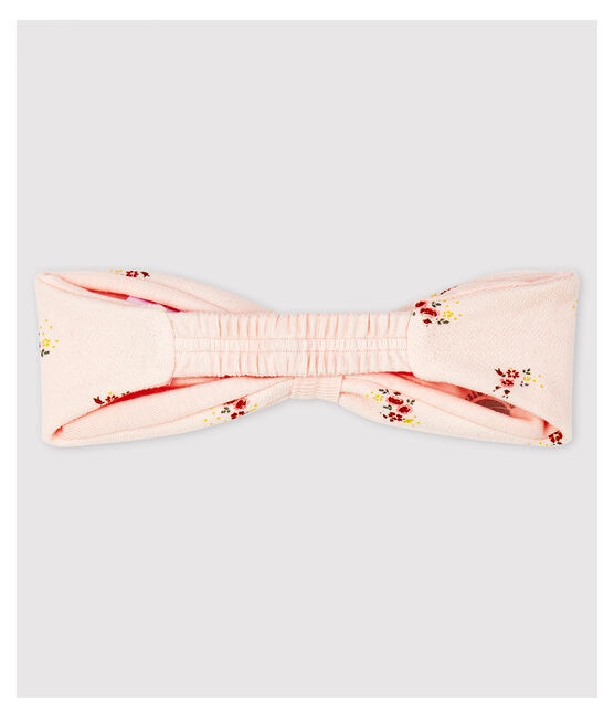 Bandeau cheveux fleuri en molleton bébé fille rose FLEUR/blanc MULTICO
