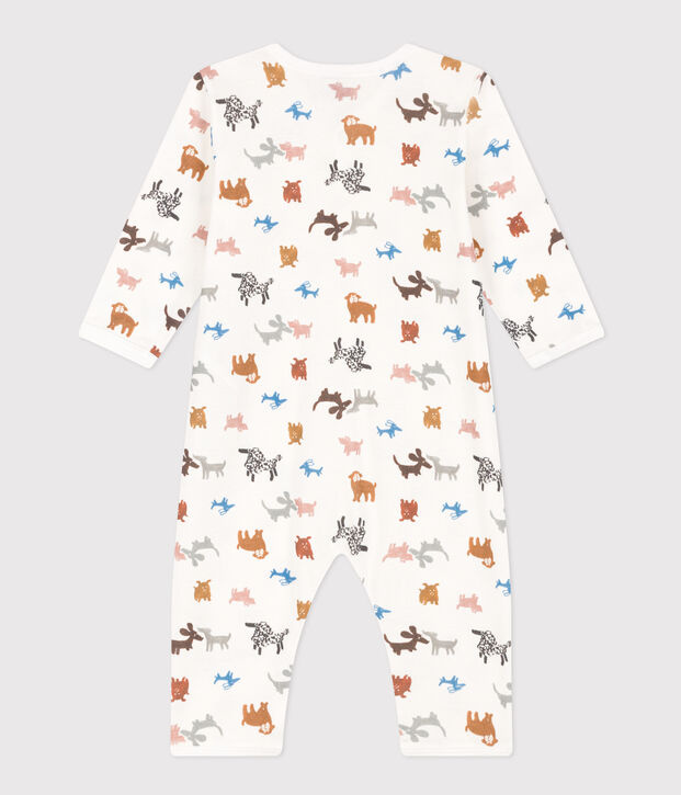 Pyjama b&eacute;b&eacute; sans pieds en coton blanc/marron