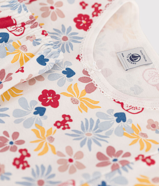Katoenen pyjamashort met bloemenprint voor kinderen wit/multicouleur