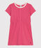 Robe enfant en coton manches courtes uni rose PEONIA