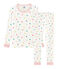 Pyjama petite fille coupe très ajustée en côte blanc MARSHMALLOW/blanc MULTICO