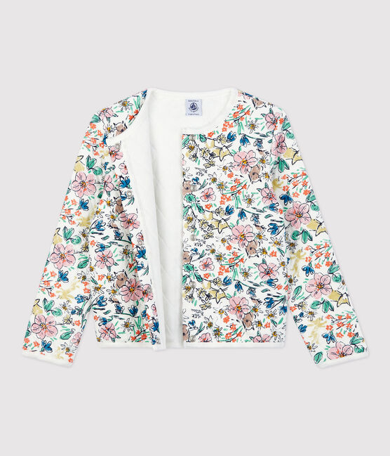 Cardigan en tubique enfant fille blanc MARSHMALLOW/blanc MULTICO
