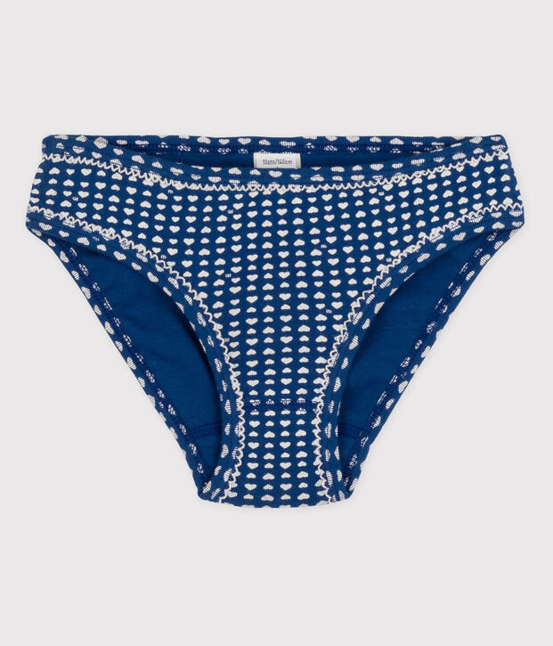 Culotte petite fille en coton bleu/blanc