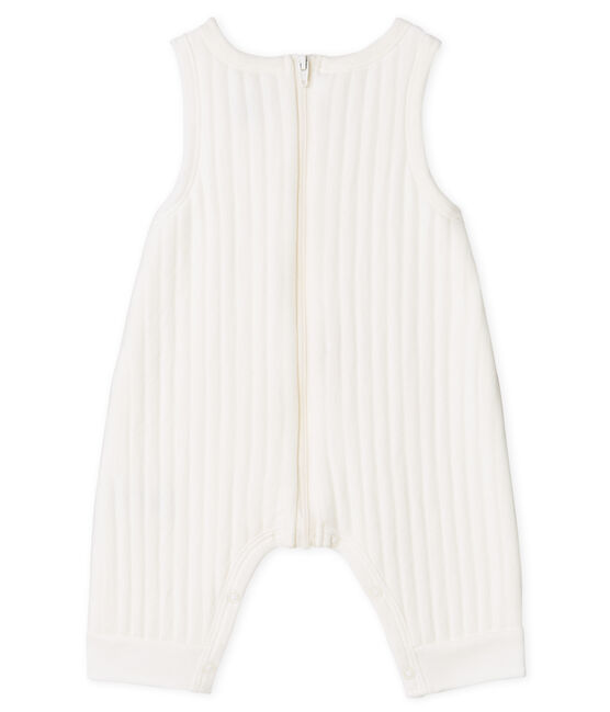 Salopette longue bébé garçon en tubique matelassé blanc MARSHMALLOW