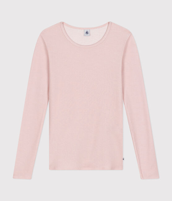 T-shirt met lange mouw van wol en katoen voor dames roze SALINE