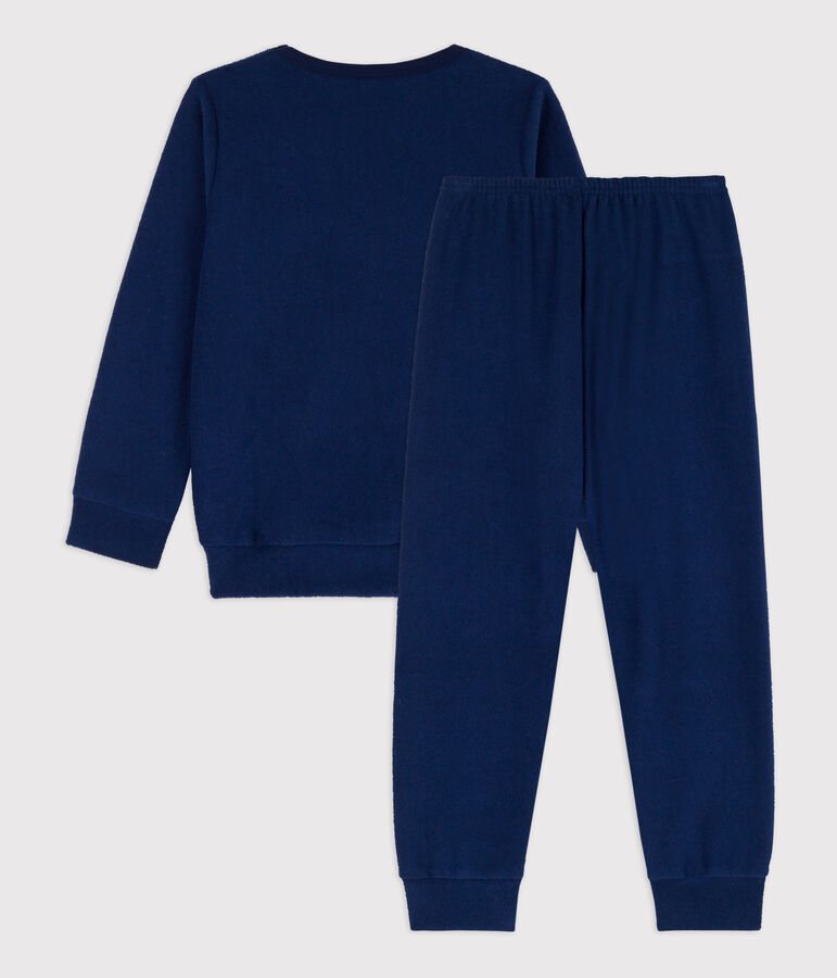 Pyjama voor meisjes/jongens in geruwde badstof blauw MEDIEVAL