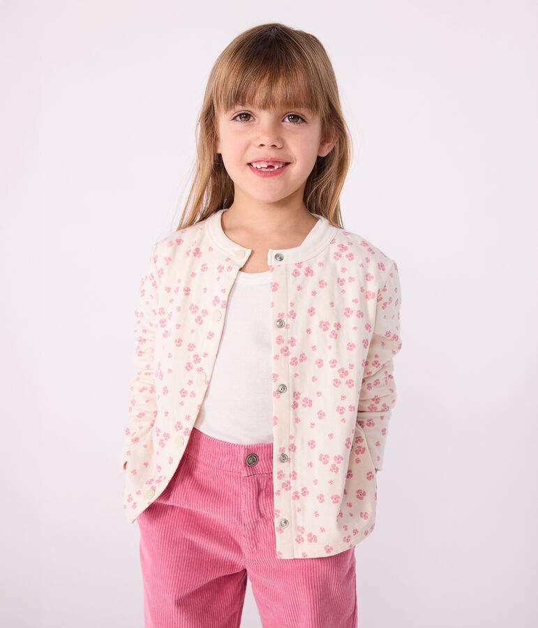 Cardigan enfant en coton imprim&eacute; &eacute;cru/multicouleur