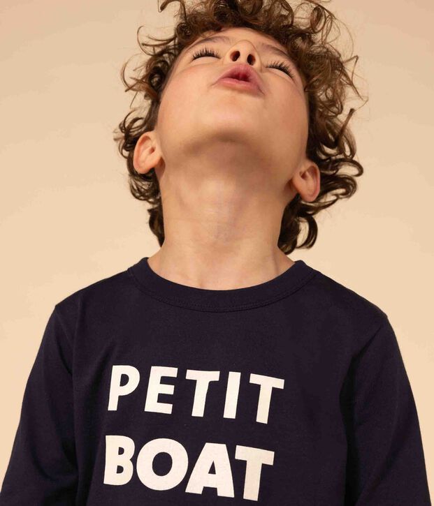 Tee-shirt manches longues en coton enfant fille / gar&ccedil;on bleu/multicouleur