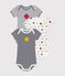 Lot de 3 bodies manches courtes Monsieur Madame en coton bébé variante 1