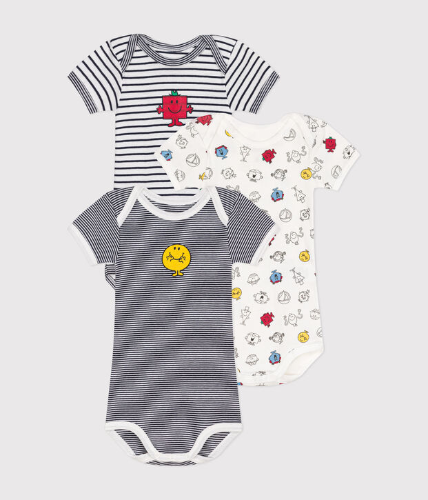 Setje met 3 katoenen babyrompertjes met Monsieur Madame-motief multicouleur
